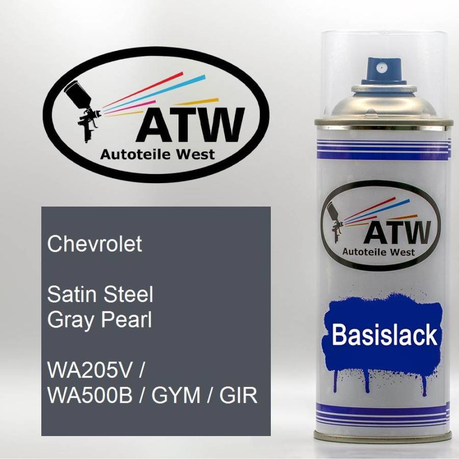 Chevrolet, Satin Steel Gray Pearl, WA205V / WA500B / GYM / GIR: 400ml Sprühdose, von ATW Autoteile West.
